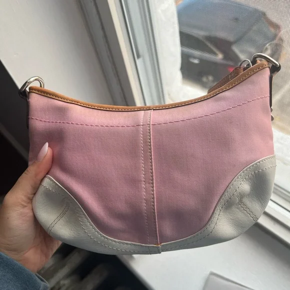 Vintage Coach pino white Signature Small Handbag Purse - Picture 5 of 6